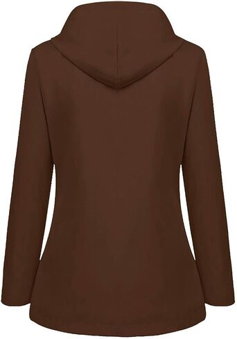 Fleece Lined Rain Jacket Women Fall Winter Warm Rain Coats Outdoor Waterproof Hooded Raincoat Windproof Windbreaker in Saudi Arabia