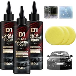3pcs D1 Glass Polishing Liquid, Bianca Car Glass Polishing Liquid D1,Windshield Cleaner Glas Oil Film Remover, Anti-Fog Hydrophobic Coating Spray, Scratches, Wiper Marks & Oil Film with Sponge in Saudi Arabia