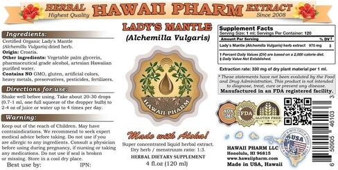 HawaiiPharm Lady's Mantle Liquid Extract, Organic Lady's Mantle (Alchemilla vulgaris) Tincture Supplement 4 oz in Saudi Arabia
