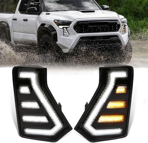 Daytime Running Lights For Toyota Tacoma 2024 2025 Dual Color LED Fog Light with Amber Turn Signal Start Animation in Saudi Arabia