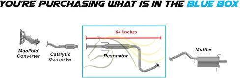 Exhaust Resonator Pipe Compatible for 2007-2012 Nissan Sentra 2.0L | Stainless Steel | Northeastern Exhaust | Free Gaskets, Clamp, and Bolt Kit Included | Automotive Replacement Part in Saudi Arabia
