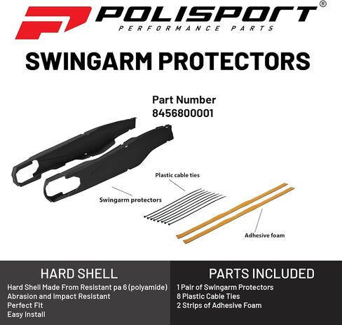 Polisport Motocross Motorcycles (MX) Swingarm Protector for Yamaha YZ125/250 (2008-2026) ، YZ250F/450F (2008-2026) ، WR250F (2011-2014) ، WR450F (2009-2015) DIRT-Black. in Saudi Arabia