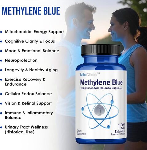 Mitoclene 120 Extended regude 10mg الكبسولات الأزرق الميثيلين مع فيتامين C والزنك ، وتوصيل متقدم ، ودعم طاقة الميتوكوندريا in Kuwait