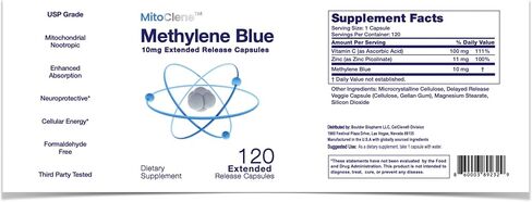 Mitoclene 120 Extended regude 10mg الكبسولات الأزرق الميثيلين مع فيتامين C والزنك ، وتوصيل متقدم ، ودعم طاقة الميتوكوندريا in Kuwait