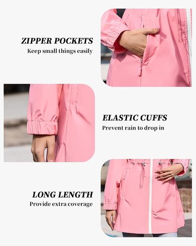 Century Star Womens Rain Jacket with Hood Packable Lightweight Raincoats for Women Waterproof Long Rain Coat Windbreaker in Saudi Arabia