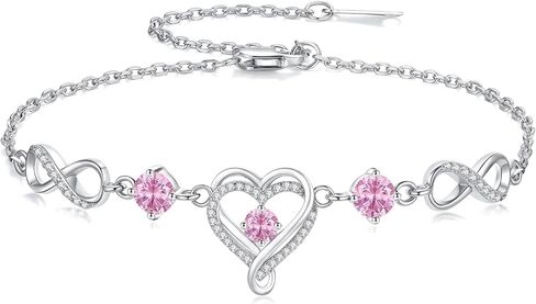 Mkhhy Infinity Heart Birthstone Bracelets for Women Wife S925 Sterling Silver Anniversary Birthday Gift Ideas for Wife Girlfriend Her Presents for Mom Daughters in Saudi Arabia