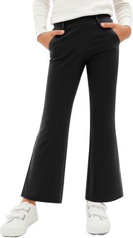 Girls School Uniform Pants Elastic High Waisted Flare Dress Pants Bell Bottoms in Saudi Arabia