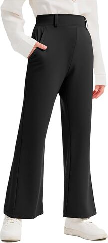 Girls School Uniform Pants Elastic High Waisted Flare Dress Pants Bell Bottoms in Saudi Arabia