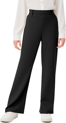 Girls School Uniform Pants Elastic High Waisted Flare Dress Pants Bell Bottoms in Saudi Arabia