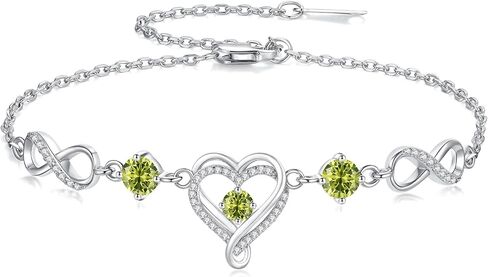 Mkhhy Infinity Heart Birthstone Bracelets for Women Wife S925 Sterling Silver Anniversary Birthday Gift Ideas for Wife Girlfriend Her Presents for Mom Daughters in Saudi Arabia