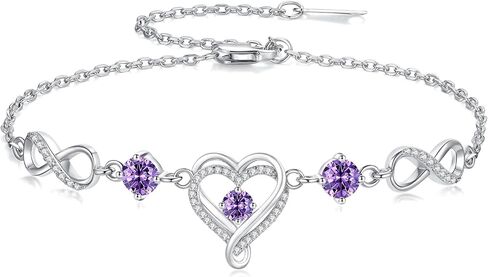 Mkhhy Infinity Heart Birthstone Bracelets for Women Wife S925 Sterling Silver Anniversary Birthday Gift Ideas for Wife Girlfriend Her Presents for Mom Daughters in Saudi Arabia