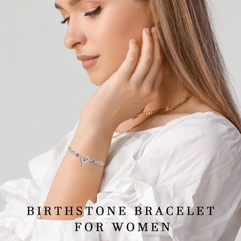 Mkhhy Infinity Heart Birthstone Bracelets for Women Wife S925 Sterling Silver Anniversary Birthday Gift Ideas for Wife Girlfriend Her Presents for Mom Daughters in Saudi Arabia