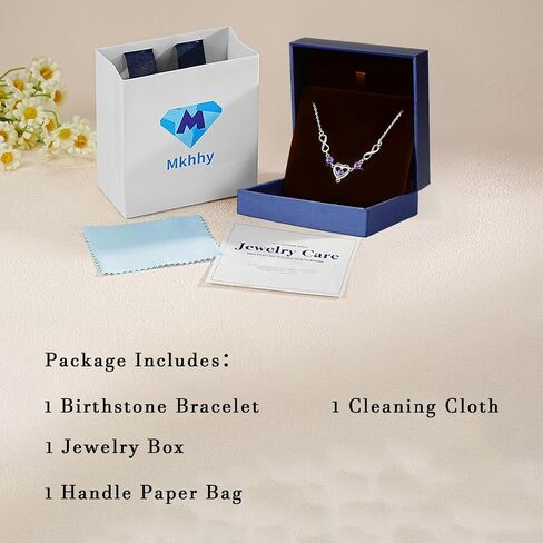 Mkhhy Infinity Heart Birthstone Bracelets for Women Wife S925 Sterling Silver Anniversary Birthday Gift Ideas for Wife Girlfriend Her Presents for Mom Daughters in Saudi Arabia