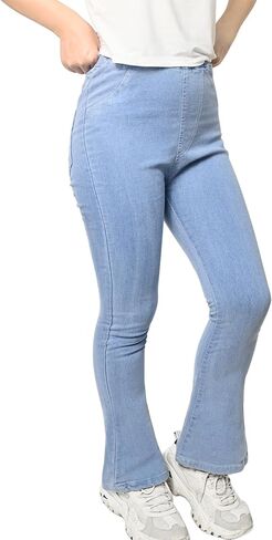 بنطلون جينز جينز سروال جرس أسفل الجينات مع جيوب in Kuwait