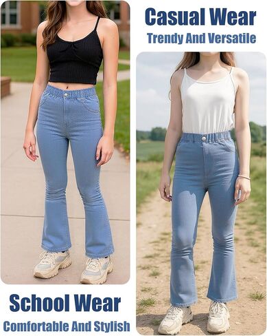 بنطلون جينز جينز سروال جرس أسفل الجينات مع جيوب in Kuwait