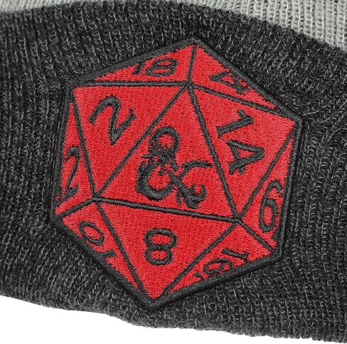 قبعة صغيرة محبوكة بشعار لعبة Dungeons and Dragons مخططة باللون الأحمر المطرز لفصل الشتاء in Kuwait