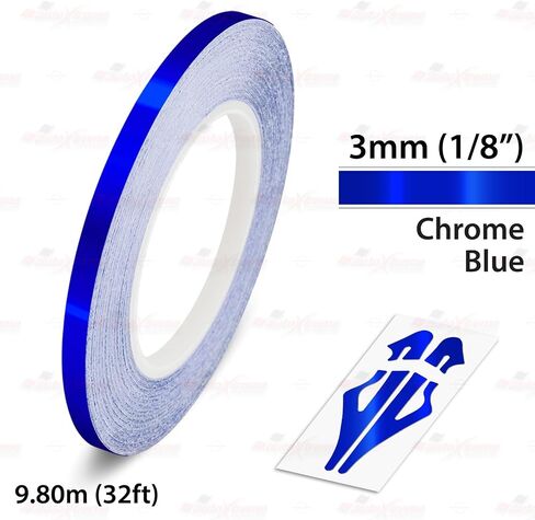 GOLD, 1/8" | 3mm, Self-Adhesive Vinyl Pin Stripe Line Decal Sticker Tape, Length 32ft | 9.80m, Suitable for Cars, Vans, Motorcycles, Bikes, Models, Tuning & Styling, and much more in Kuwait