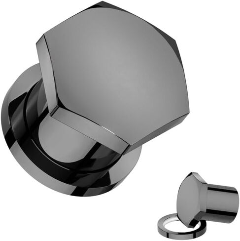 Pierced Owl 316L Stainless Steel Hexagon Shaped Single Flare Plugs with Metal Ring, Sold as a Pair in Saudi Arabia