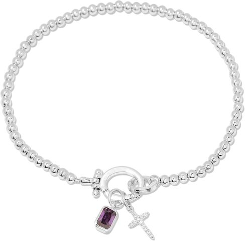 Josephine Cross Birthstone Bracelet - Hypoallergenic 14K Gold-Plated or Rhodium- Plated Sterling Silver with Sparkling Cubic Zirconia Stones - Women's Everyday Bracelets - Gifts for Mom in Kuwait