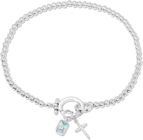Josephine Cross Birthstone Bracelet - Hypoallergenic 14K Gold-Plated or Rhodium- Plated Sterling Silver with Sparkling Cubic Zirconia Stones - Women's Everyday Bracelets - Gifts for Mom in Kuwait