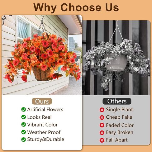 زهور السقوط الاصطناعية inqcmy للهواء الطلق واقعية Petunias Faux الخريف الزهور مزيفة السقوط الأزهار الأشعة فوق البنفسجية تبدو حقيقية لشرفة الشرفة شرفة حديقة ساحة داخلية في الهواء الطلق in Kuwait