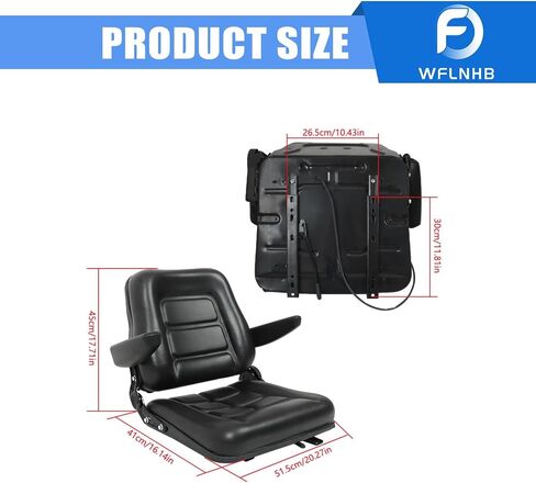 WFLNHB Universal Forklift Seat Fold Down Tractor Seat Adjustable Back Armrest Micro Switch and Slide Replacement for Forklifts Dozers Aerial Lifts Floor scrubbers in Saudi Arabia