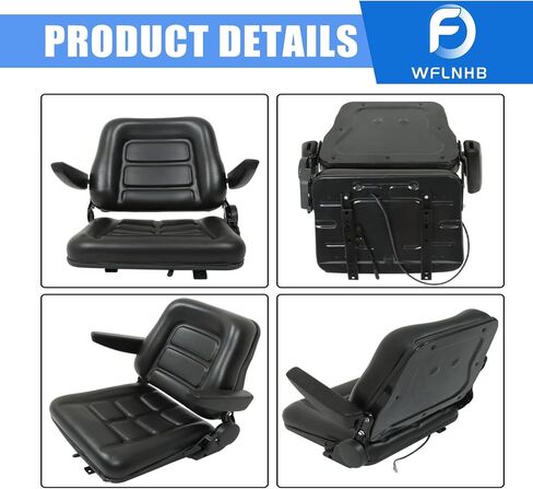 WFLNHB Universal Forklift Seat Fold Down Tractor Seat Adjustable Back Armrest Micro Switch and Slide Replacement for Forklifts Dozers Aerial Lifts Floor scrubbers in Saudi Arabia