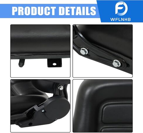 WFLNHB Universal Forklift Seat Fold Down Tractor Seat Adjustable Back Armrest Micro Switch and Slide Replacement for Forklifts Dozers Aerial Lifts Floor scrubbers in Saudi Arabia