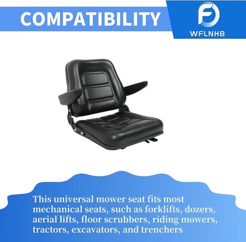 WFLNHB Universal Forklift Seat Fold Down Tractor Seat Adjustable Back Armrest Micro Switch and Slide Replacement for Forklifts Dozers Aerial Lifts Floor scrubbers in Saudi Arabia