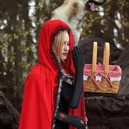 8 PCS Red Riding Cloak Cloak Case Cloak Cape مع سلة للنساء الهالوين اللباس القوطية in Kuwait