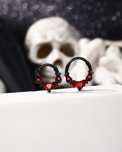 Jewseen 16g Halloween Septum Rings 316L Surgical Steel Septum Jewelry Heart Black Daith Helix Tragus Piercing Jewelry Cartilage Hoop Earrings for Women Men in Saudi Arabia
