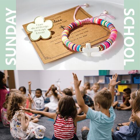 Cross Bracelet Baptism Gift Set for Girls, First Communion, Sunday School Rewards, 3+Years Old Kids, Adjustable Design in Saudi Arabia