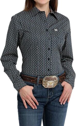 Cinch Women's Long Sleeve Button Up Western Shirt - Navy Print in Saudi Arabia
