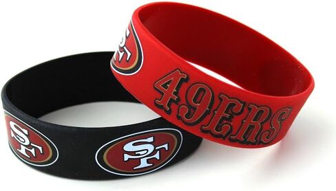 سوار عريض من السيليكون من Aminco NFL San Francisco 49ers، عبوتان، لون الفريق، مقاس واحد in Saudi Arabia
