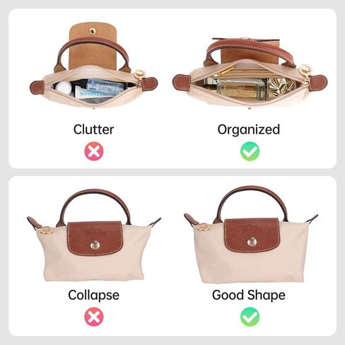Purse Organizer Insert for Longchamp Mini Bag Women, Felt Tote Bags Organizers with Multi-Pocket, Suit for for Mini Long Champ Bag, Accessories Organiser Insert for Le Pliage Handbags (Beige) in Saudi Arabia