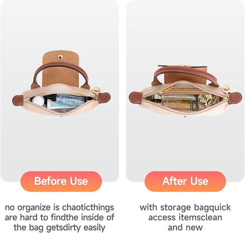 Purse Organizer Insert for Longchamp Mini Bag Women, Felt Tote Bags Organizers with Multi-Pocket, Suit for for Mini Long Champ Bag, Accessories Organiser Insert for Le Pliage Handbags (Beige) in Saudi Arabia