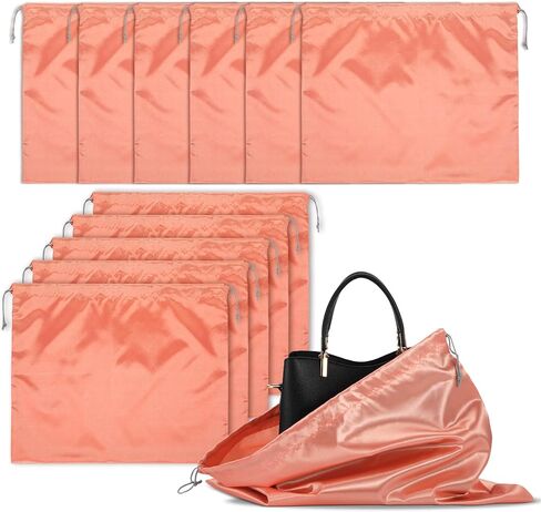 12 Pack Dust Bags for Handbags Travel Storage Purse with Drawstring Silk Dustproof Covers for Purses, Shoes, Boots (Champagne Gold, 19.6 × 15.7 Inches) in Saudi Arabia