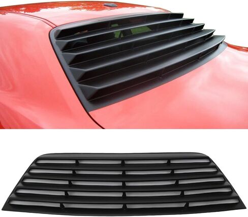 IKON MOTORSPORTS Window Louver Compatible with 2008-2023 Dodge Challenger, Unpainted Black PUR Rear Windshield Louver Sun Shade Cover in Saudi Arabia