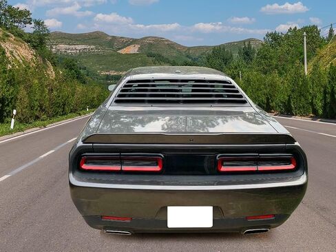 IKON MOTORSPORTS Window Louver Compatible with 2008-2023 Dodge Challenger, Unpainted Black PUR Rear Windshield Louver Sun Shade Cover in Saudi Arabia