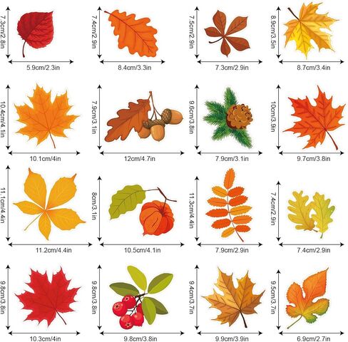 64 PCS COMings Autumn Fall Window Clings ، 6 صفيحة أوراق حمراء - ملصقات نافذة زجاجية ، وأوراق القيقب الخريفية ، أو أوراق الخريف ، أو زينة موسمية ، شارات عيد الشكر لمدرسة المنزل ، غرفة الأطفال. in Saudi Arabia