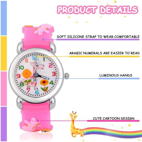 Kids Watch, 3D Cartoon Toddler Watches, Analog Quartz Watches for Girls Boys with Comfortable Silicone Band Best Toys Gifts for Girls Boys Age 3-12 in Kuwait