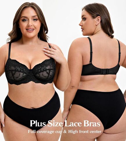 Mirry Women's Plus Size Lace Bra Unlize Underwire Minimizer BRA غير مسببة التغطية الكاملة in Saudi Arabia
