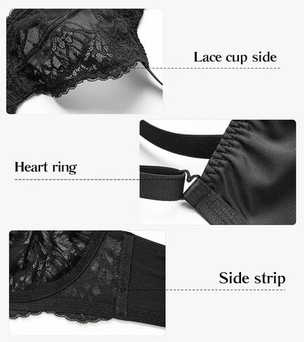 Mirry Women's Plus Size Lace Bra Unlize Underwire Minimizer BRA غير مسببة التغطية الكاملة in Saudi Arabia