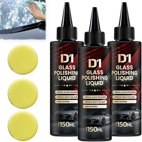 3pcs Bianca Glass Polishing Liquid D1 with Sponges,Car Glass Polishing Compound Windshield Cleaner Glas Oil Film Remover,Anti-Fog Hydrophobic Coating Spray, Oil Film,Wiper Marks and Scratches in Saudi Arabia