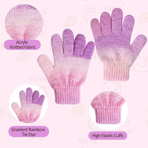 Cat Face Earflap Beanie and Gloves for Girls Rainbow Pom Hats Hats Winter Outdoor Snow Ski Caps Age 2-10 in Saudi Arabia