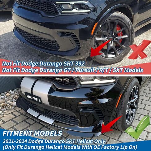 WildWell Front Bumper Lip for 2021-2025 Dodge Durango SRT Hellcat Only, Durango Front Lip Air Dam Chin Spoiler Protector Splitter Glossy Black in Saudi Arabia