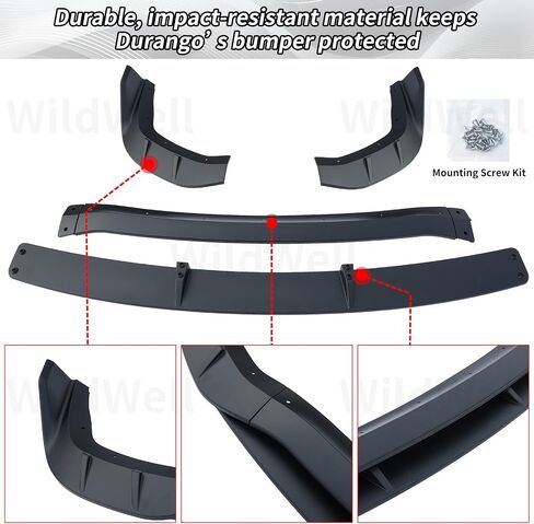 WildWell Front Bumper Lip for 2021-2025 Dodge Durango SRT Hellcat Only, Durango Front Lip Air Dam Chin Spoiler Protector Splitter Glossy Black in Saudi Arabia