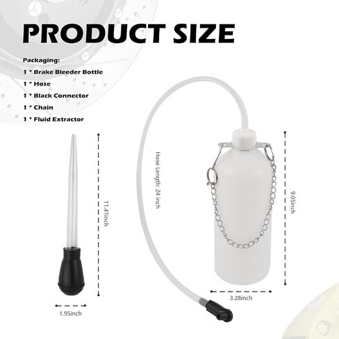 Brake Bleeder Kit with 1L Brake Bleeder Bottle & 30ml Fluid Extractor,One Person Brakes Fluid Bleeders Kit for Quick Brakes Fluids Replacement,Universal Break Bleeders Kits in Saudi Arabia