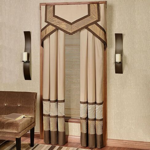 Delta Contemporary Luxury Washable Window Treatment | Sophisticated | Bronze, Champagne Gold, Golden Bronze | Pleated | Silky Polyester Satin | 4 Piece Set: Cornice Valance Set and 96L Curtain Pair in Saudi Arabia