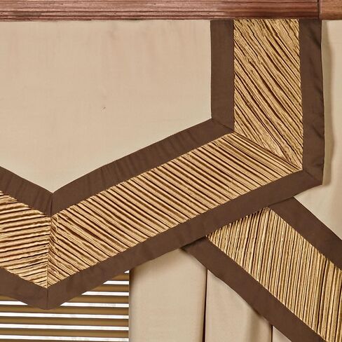 Delta Contemporary Luxury Washable Window Treatment | Sophisticated | Bronze, Champagne Gold, Golden Bronze | Pleated | Silky Polyester Satin | 4 Piece Set: Cornice Valance Set and 96L Curtain Pair in Saudi Arabia